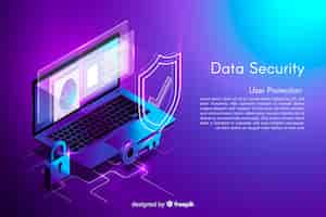 Free vector isometric data security background