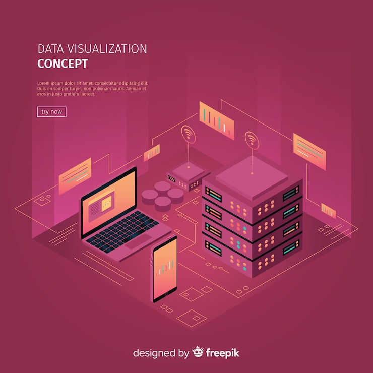 Free Vector isometric data visialization concept illustration