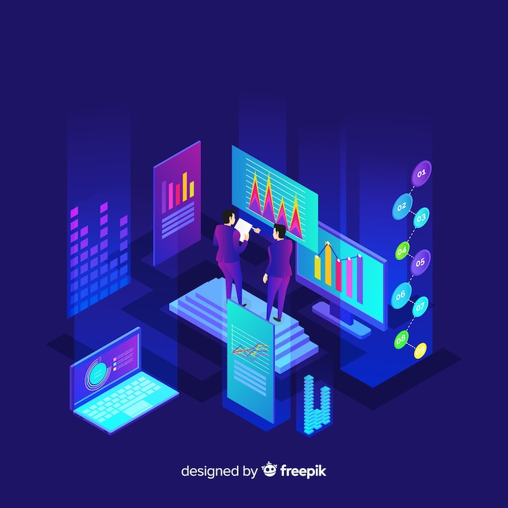 Free Vector isometric data visialization concept illustration