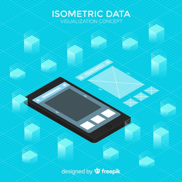 Vettore gratuito fondo di concetto di visualizzazione di dati isometrici