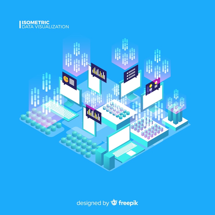 Free Vector isometric data visualization concept background