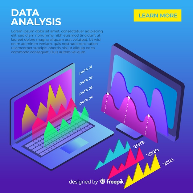 Free vector isometric data visualization concept