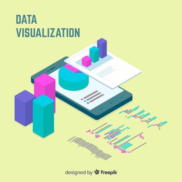 Isometric data visualization elements background