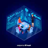 Free vector isometric design business people in a meeting