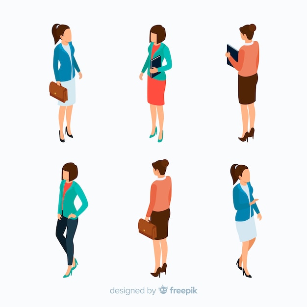 Isometric design business people with briefcase