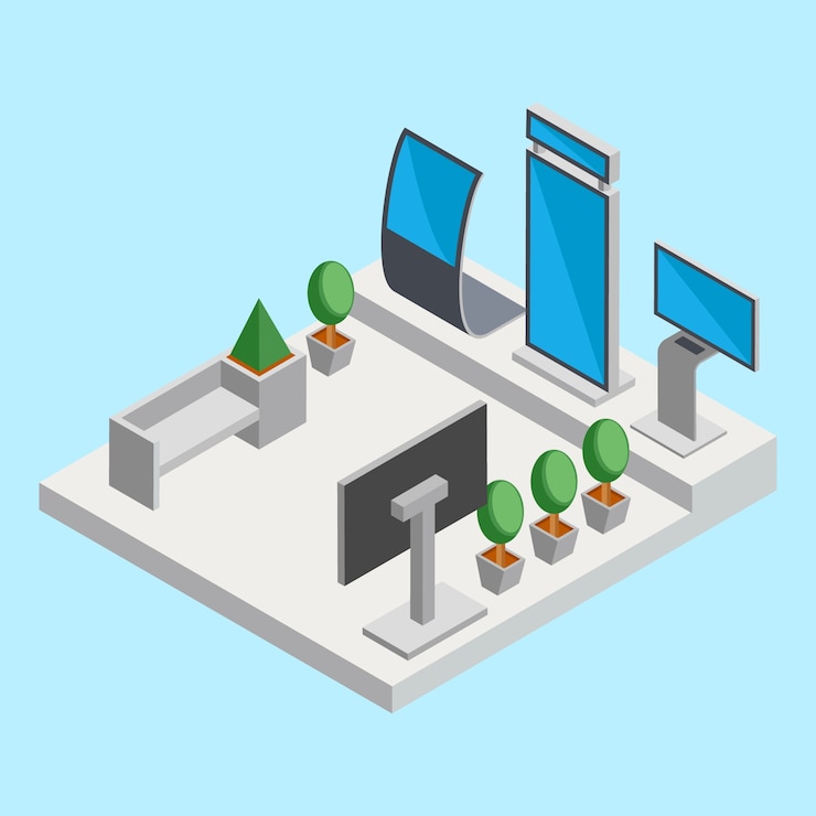 Free Vector isometric  digital signage illustration