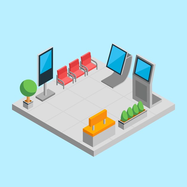 Isometric digital signage illustration