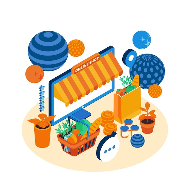 Free vector isometric e-commerce - concept