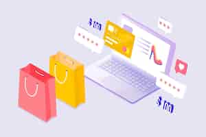 Free vector isometric  e-commerce design