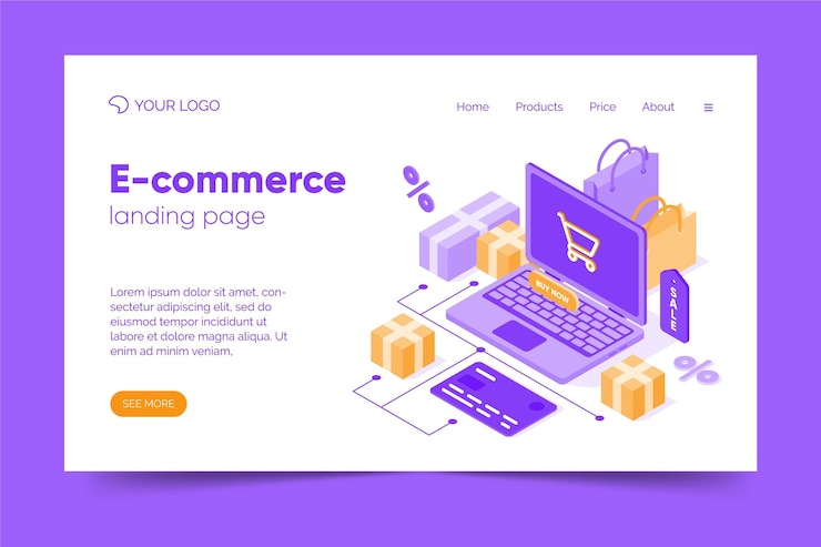 Free Vector isometric e-commerce landing page