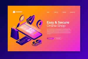 Free vector isometric e-commerce - landing pages