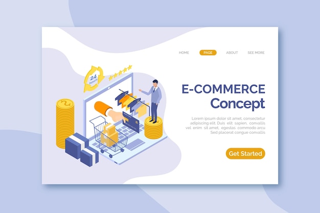 Vettore gratuito commercio elettronico isometrico - landing page