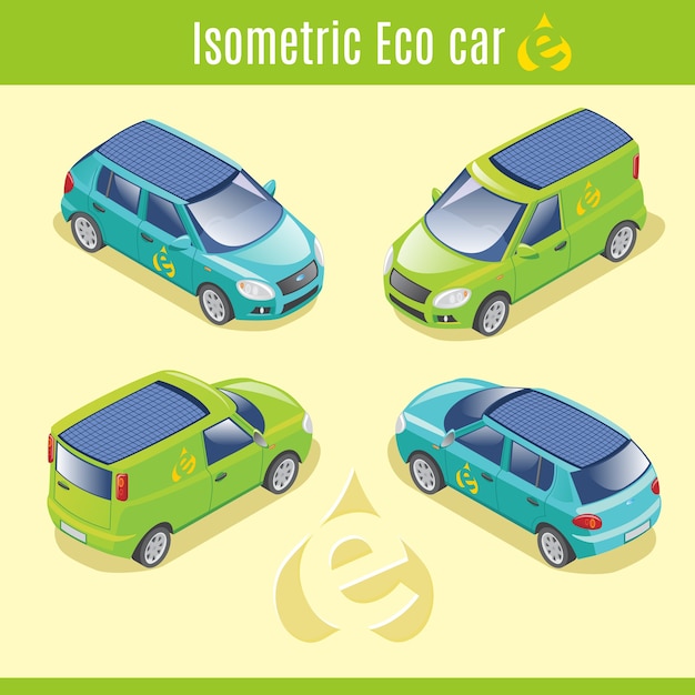 Free vector isometric eco electric cars collection