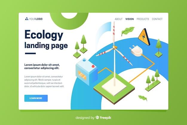 Isometric ecology landing page template