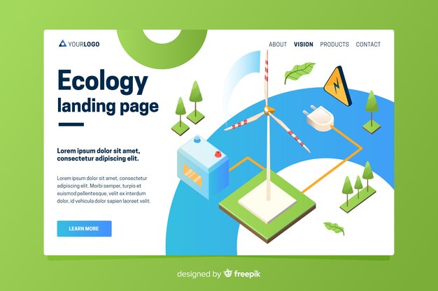 Isometric ecology landing page template