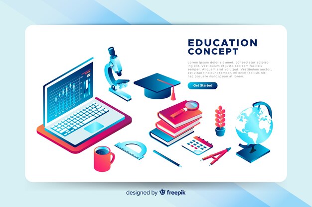 Free vector isometric education background