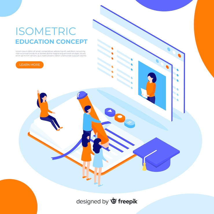 Free Vector isometric education background