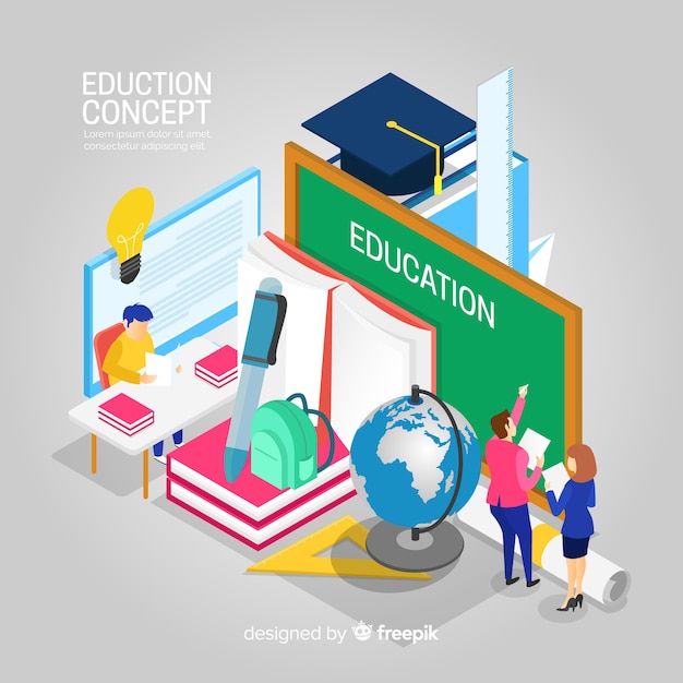 Free vector isometric education background