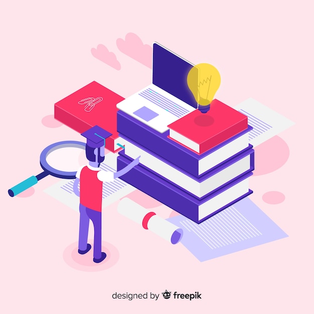 Free vector isometric education background