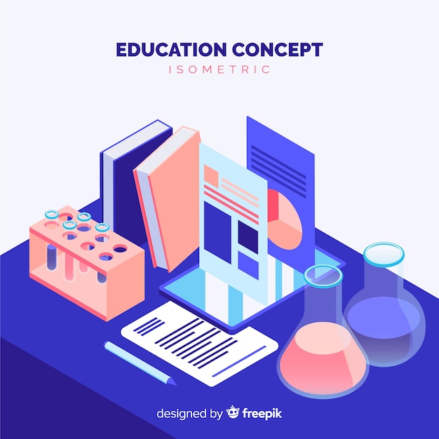 Free vector isometric education concept background