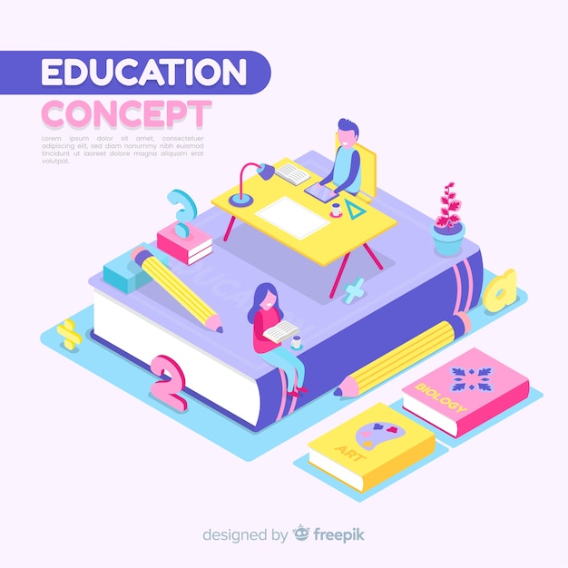 Isometric education concept background