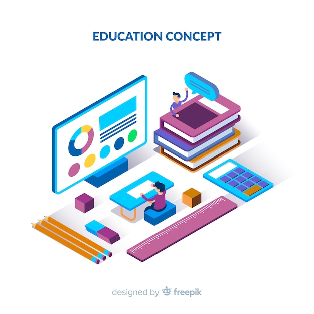 Free vector isometric education concept background