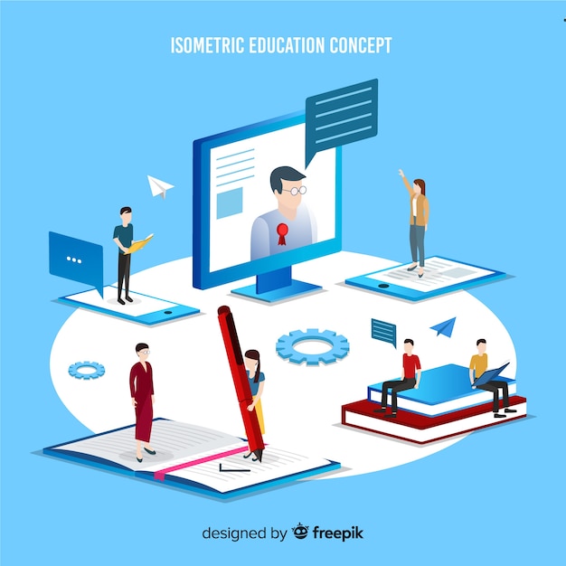 Isometric education concept illustration