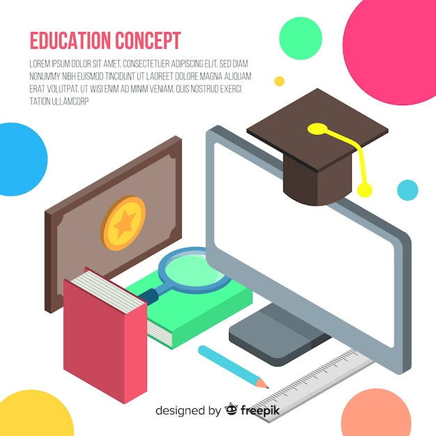 Free vector isometric education concept