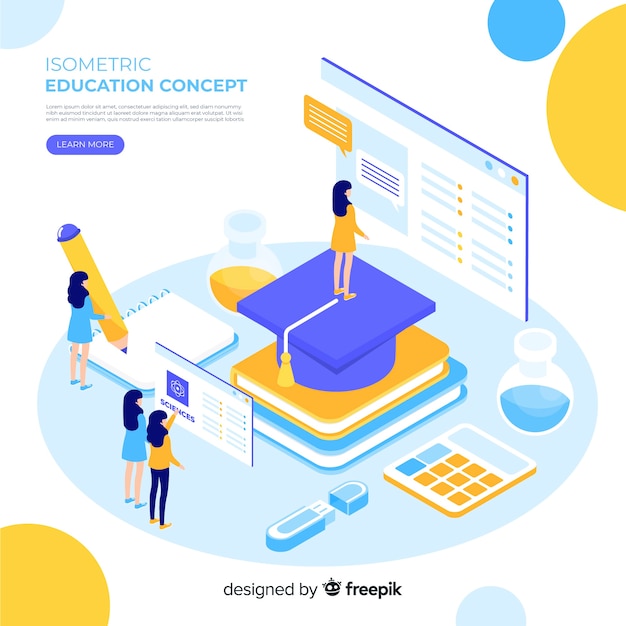 Free vector isometric education concept