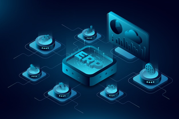 Free vector isometric erp illustration