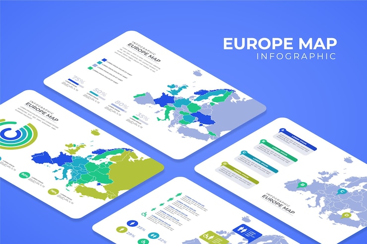 Free Vector isometric europe map infographic
