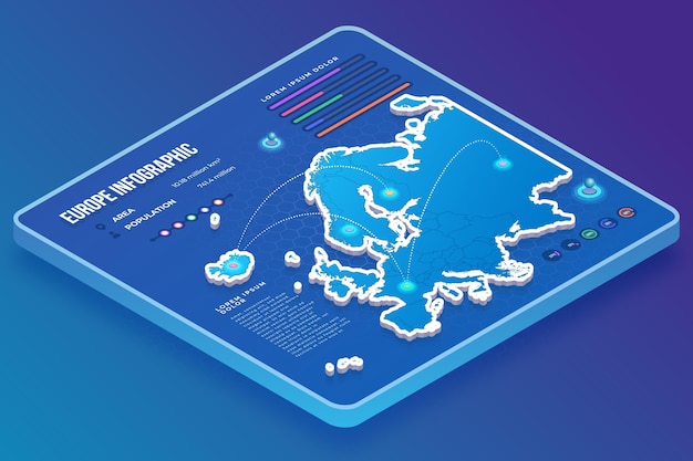 Vettore gratuito mappa isometrica europa infografica