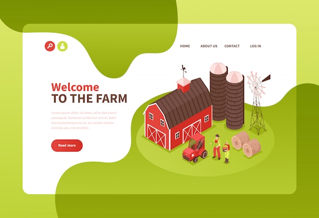 Modello isometrico landing page templatee