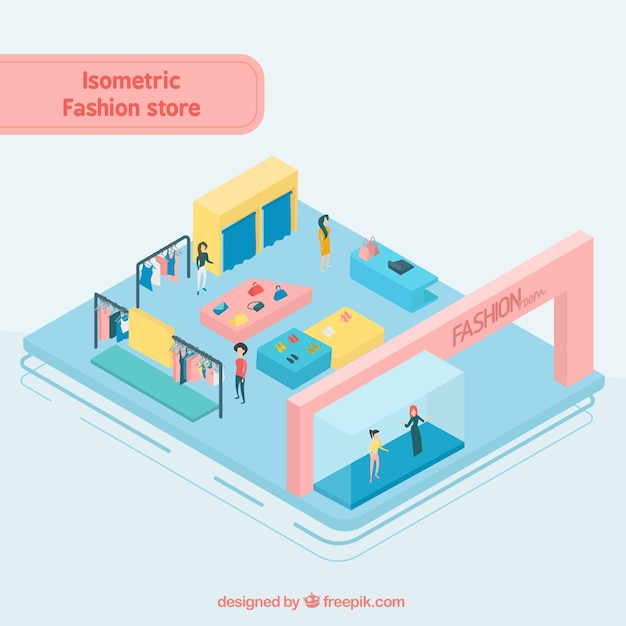 Free vector isometric fashion store