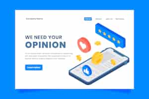 無料ベクター 等尺性フィードバックランディングページテンプレート