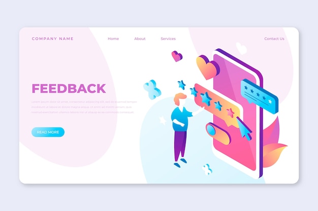 Isometric feedback landing page template