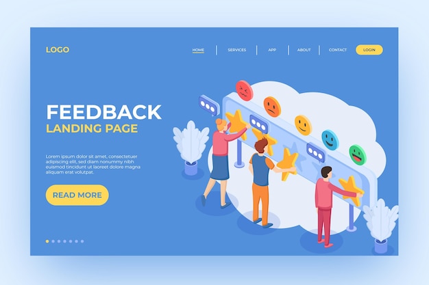 Free vector isometric feedback landing page