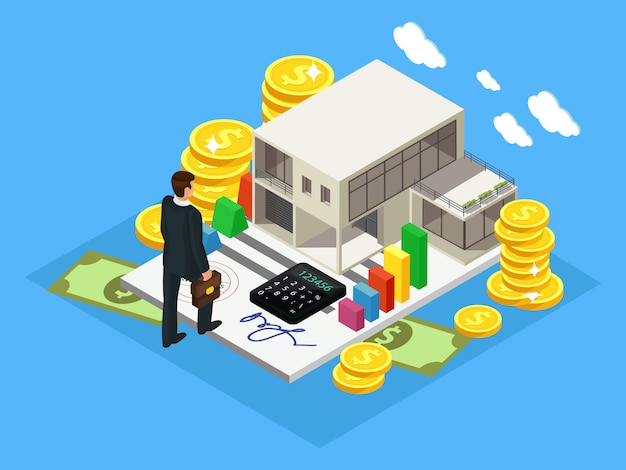 Free vector isometric finance and investment concept