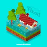 Free vector isometric flood