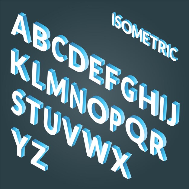 Isometric font isolated vector objects