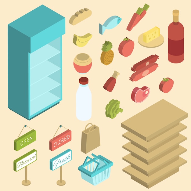 Free vector isometric food set