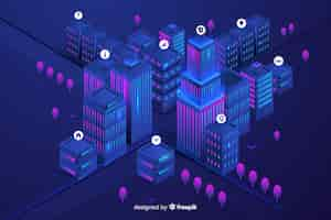 Free vector isometric futuristic city background