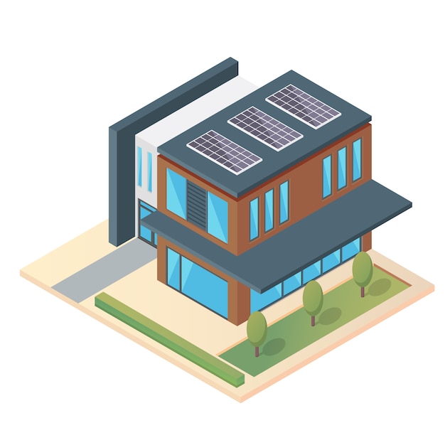 Free vector isometric futuristic house