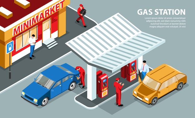 Isometric gas station card