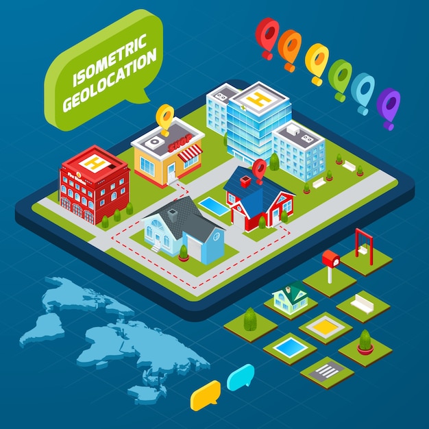 Free vector isometric geolocation concept