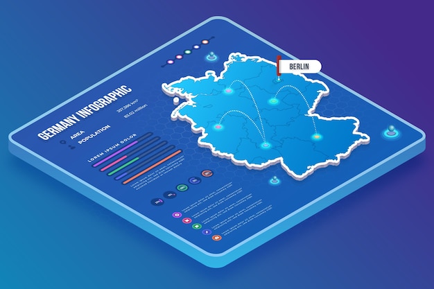 Isometric germany map infographic