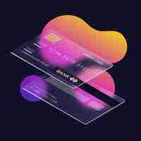 Free vector isometric glass effect credit card