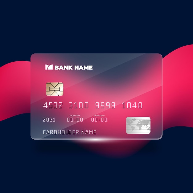 Free vector isometric glass effect credit card