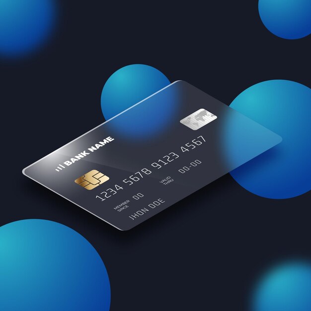 Isometric glass effect credit card