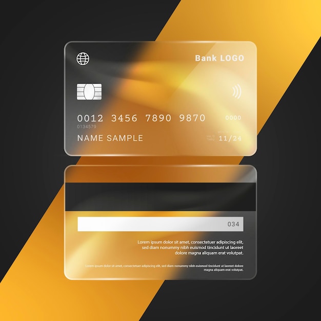 Free vector isometric glass effect credit card